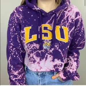 LSU Bleached Cropped Hoodie